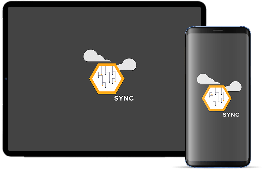 ipad and android phone with sync logo