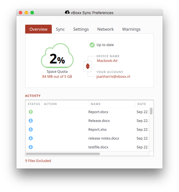 vboxx sync preferences